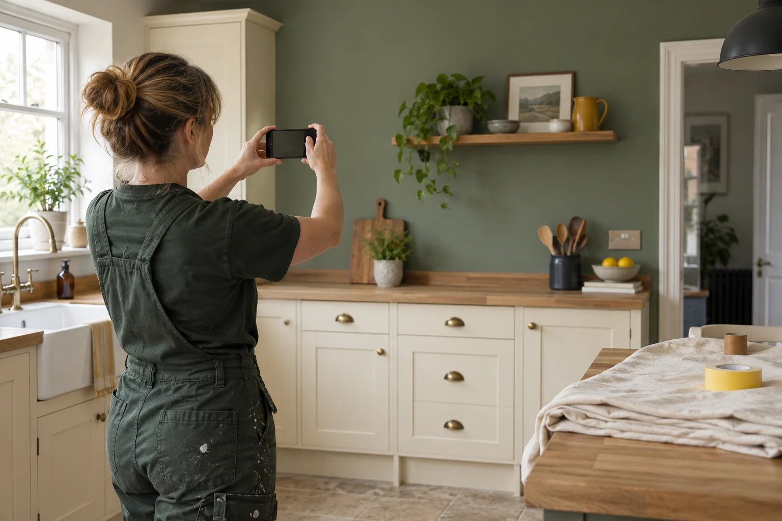 Decorator photographing her finished work