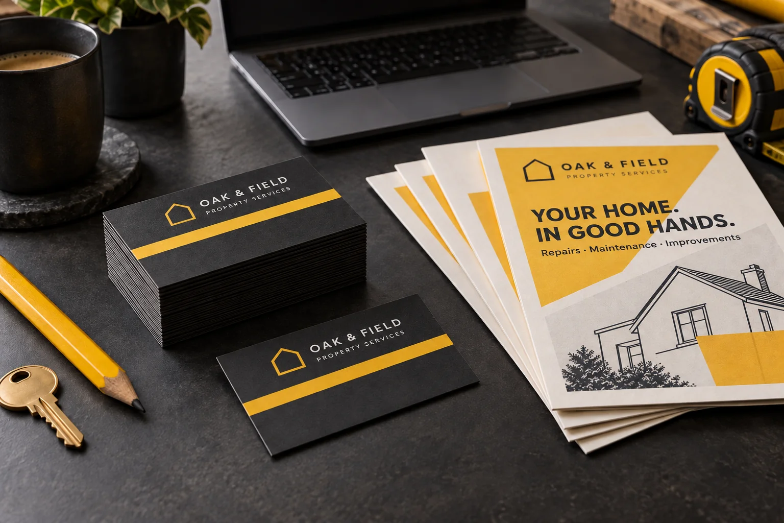 Illustrative trade business cards and stationery