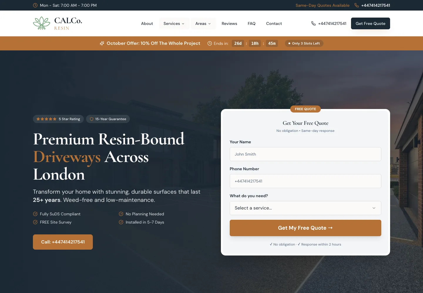 Homepage of the CALCo. Resin website