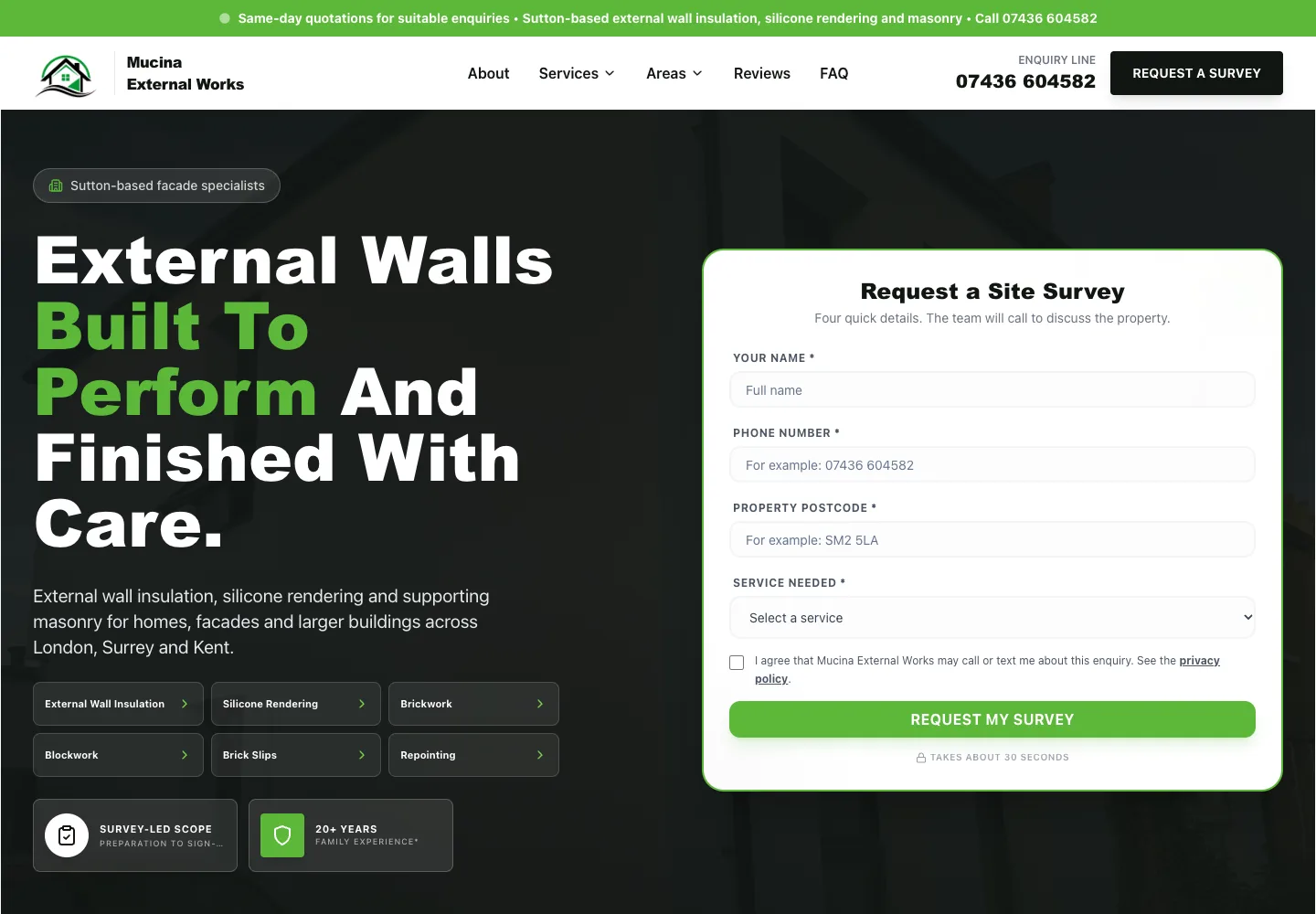 Homepage of the Mucina External Works website