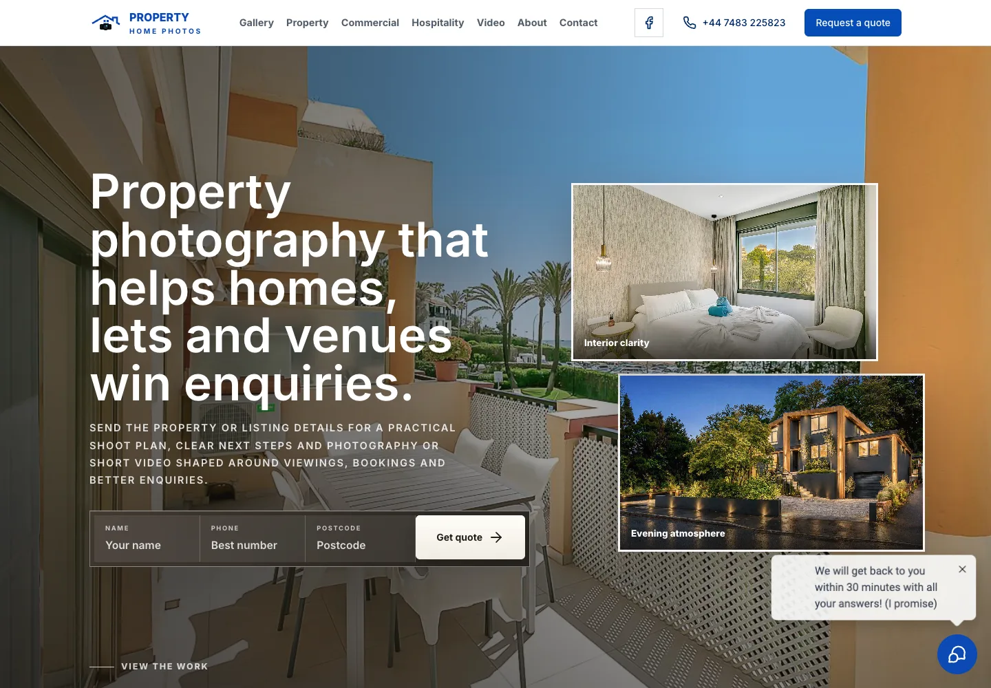 Homepage of the Property Home Photos website